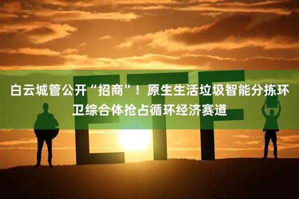 白云城管公开“招商”！原生生活垃圾智能分拣环卫综合体抢占循环经济赛道